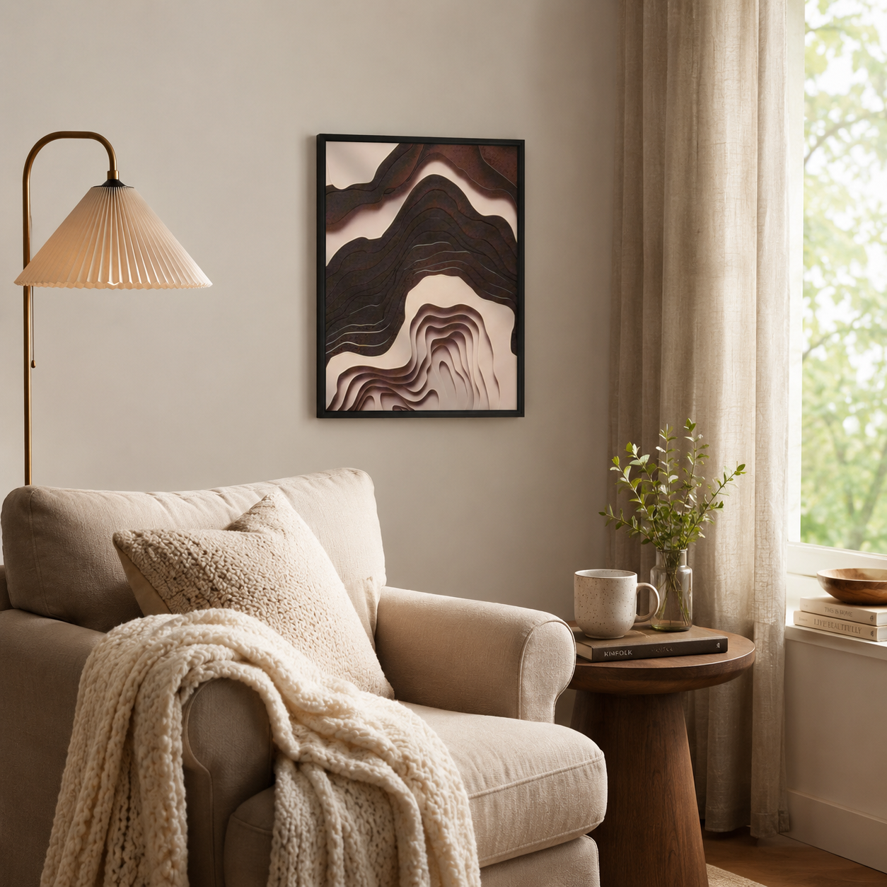 Minimalist Earth Tone Contour Line