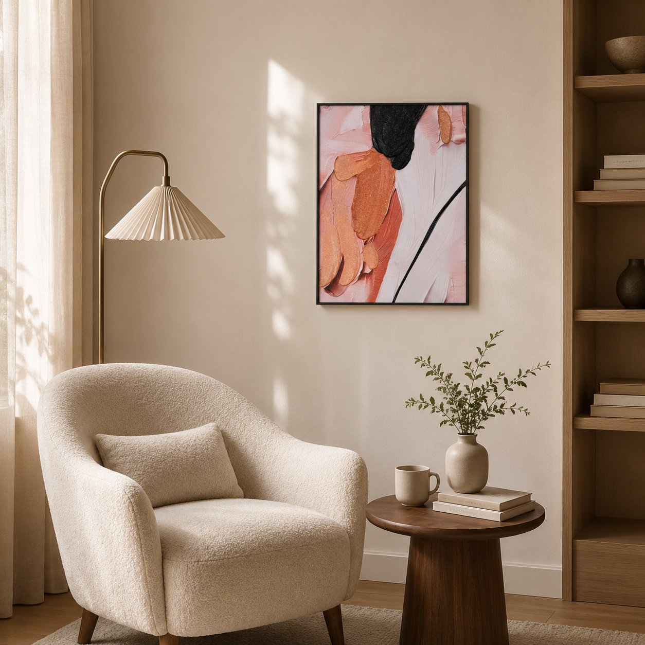 Modern Blush Pink and Black Abstract