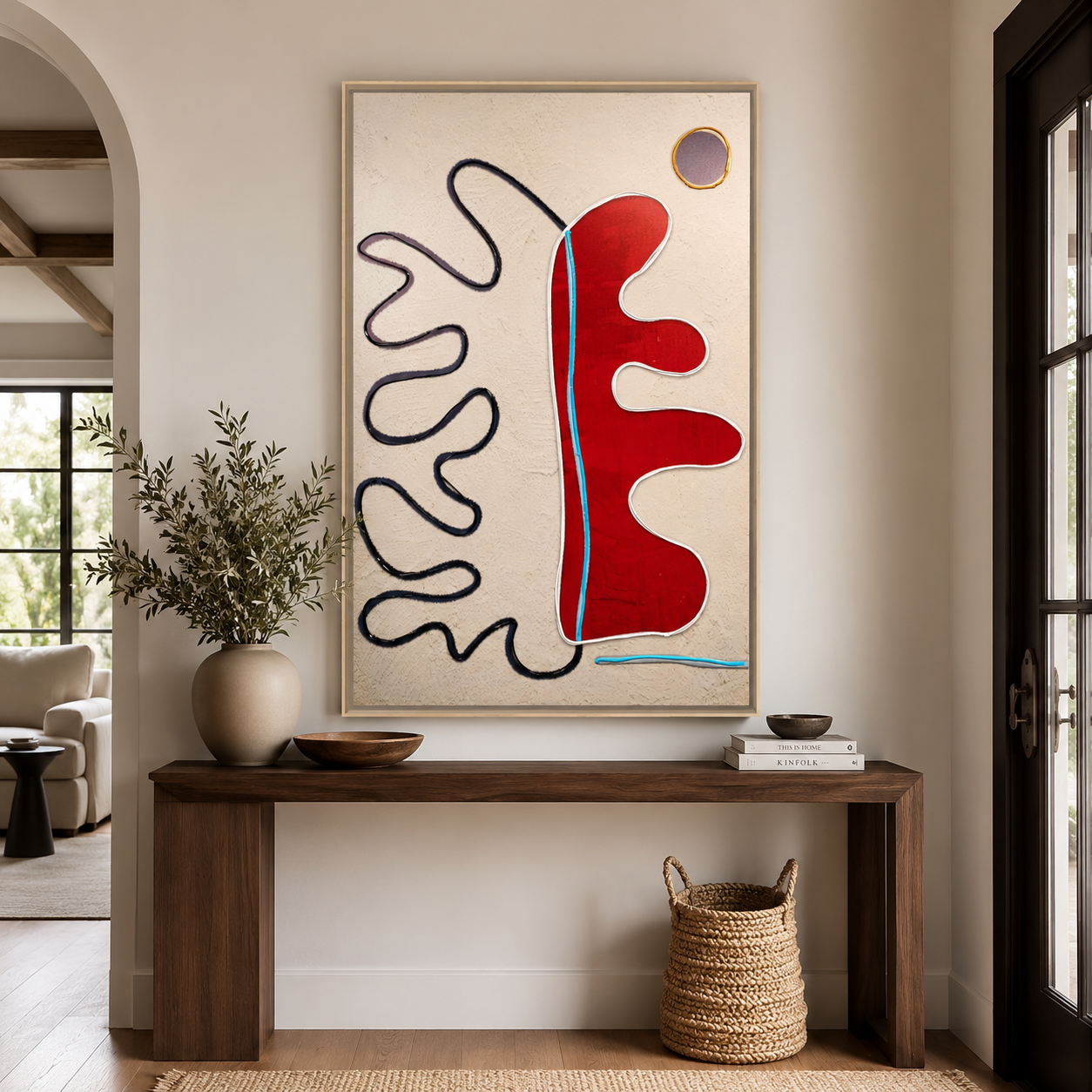 Red Organic Shapes & Black Lines