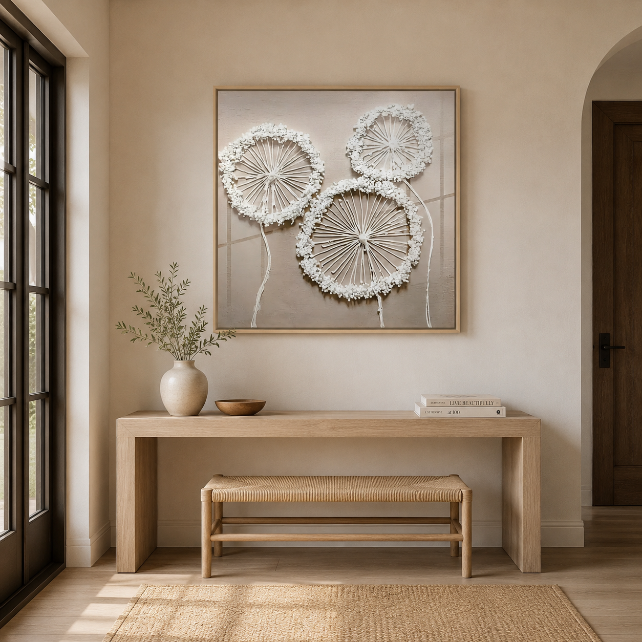 White Dandelion on Beige