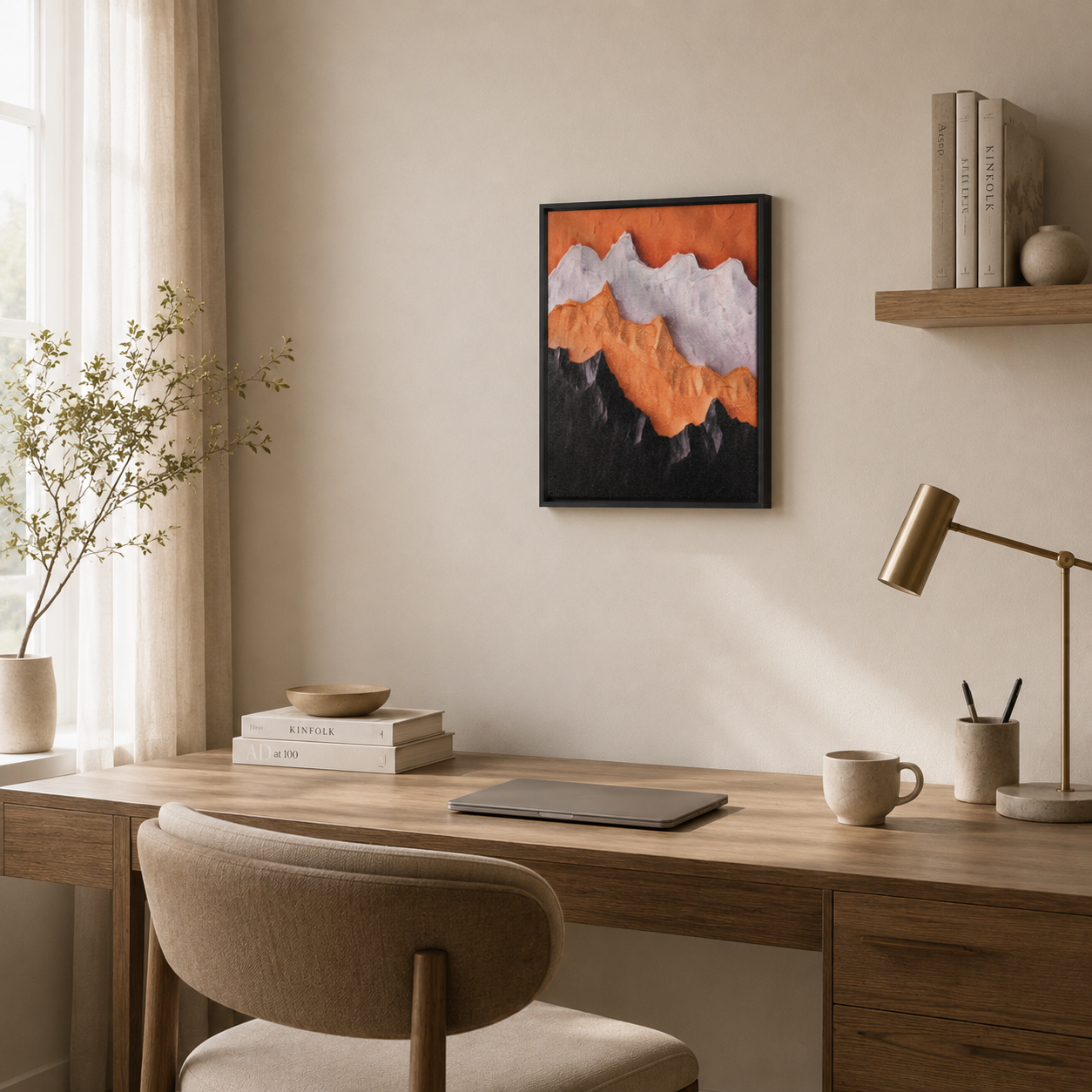 Abstract Copper & Black Mountain Landscape