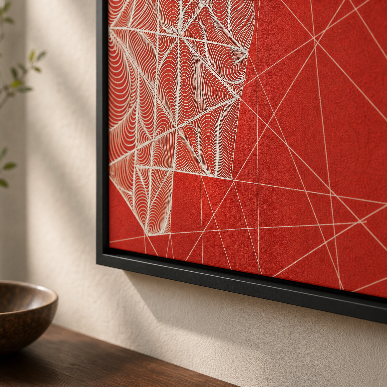 Crimson Nexus Abstract Geometric