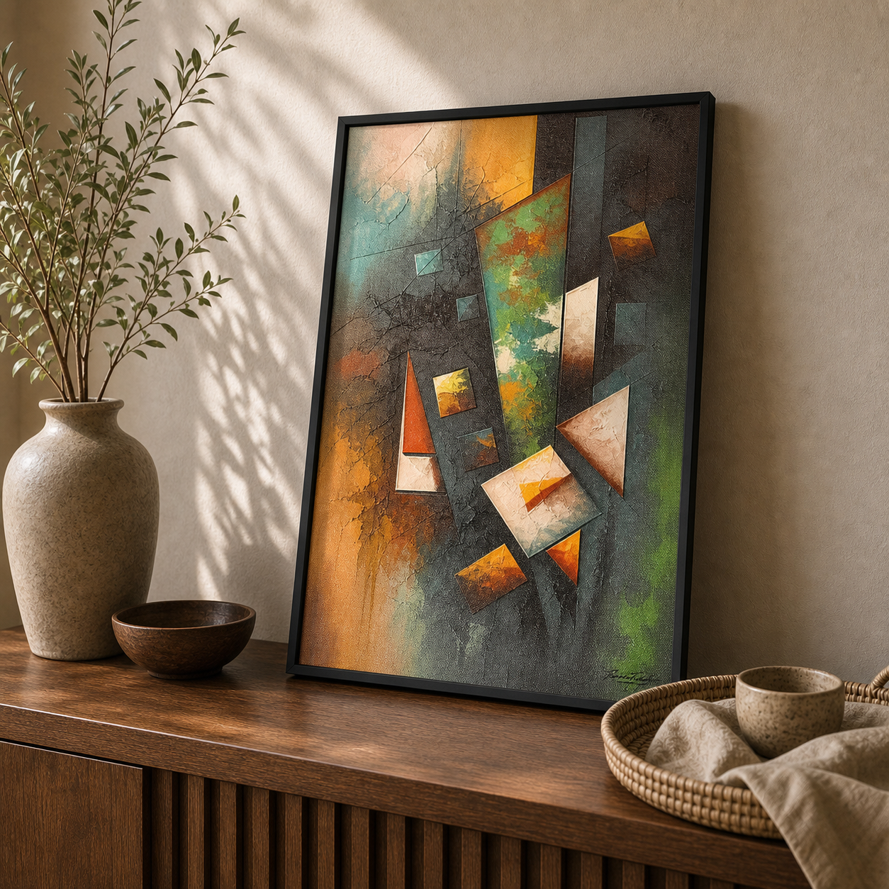 Fractured Patina Abstract Geometric