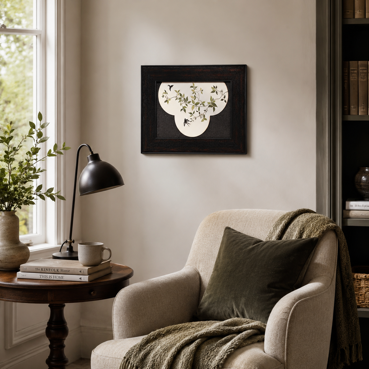 Birds & Vines in Shaped Window