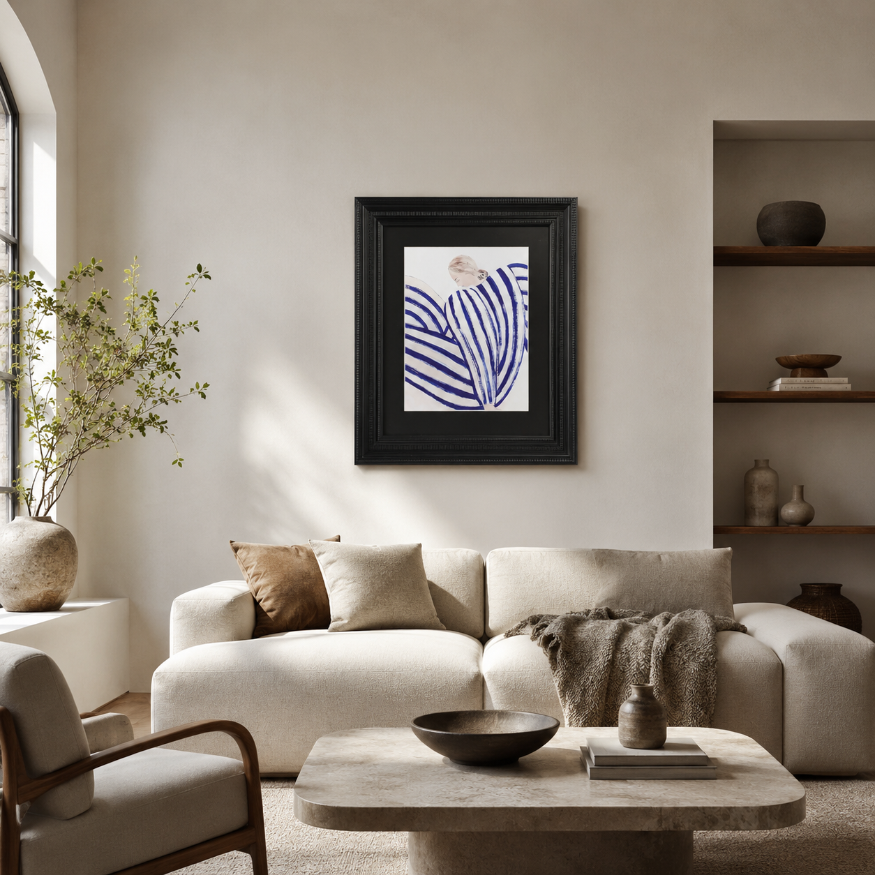 Blue & White Striped Figure