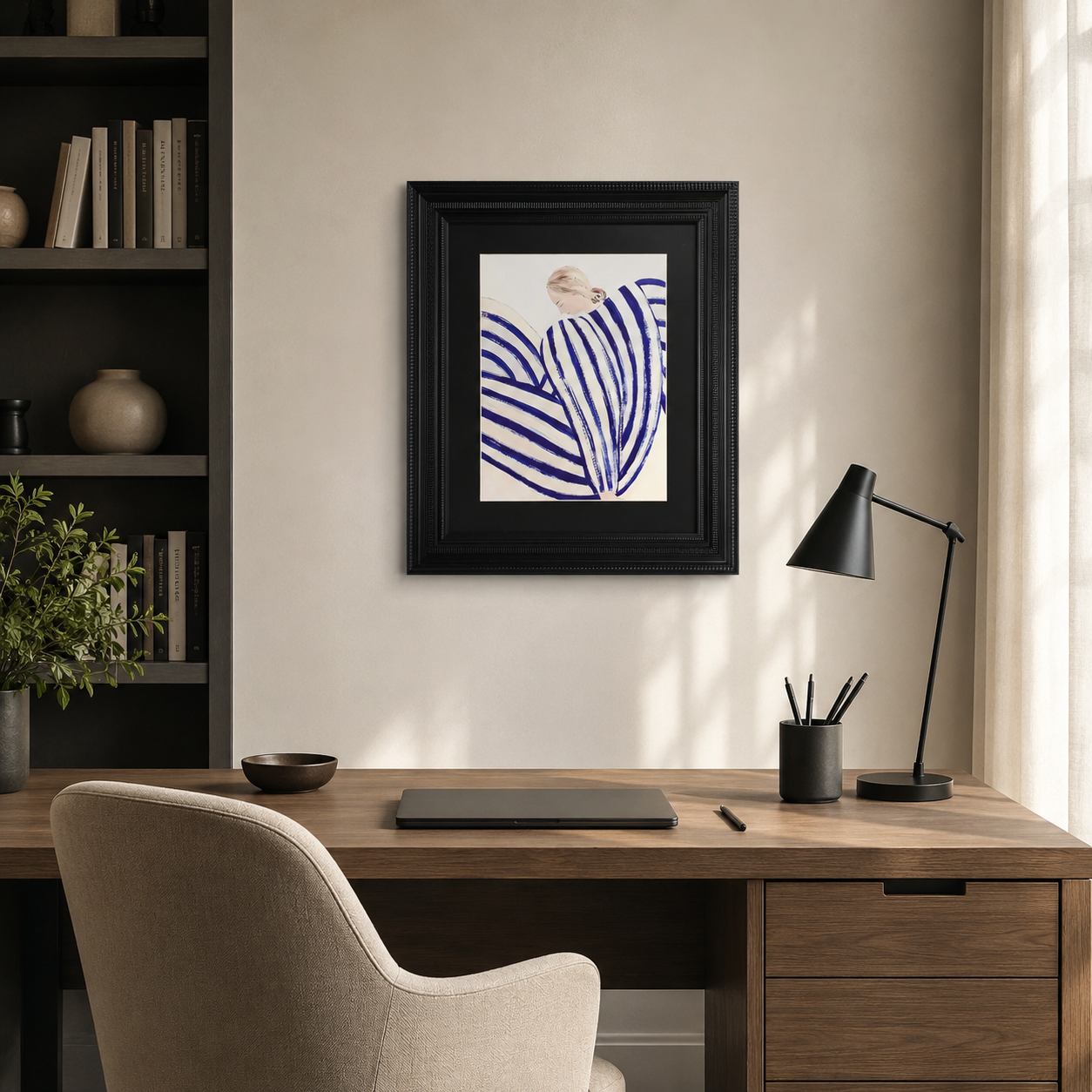 Blue & White Striped Figure