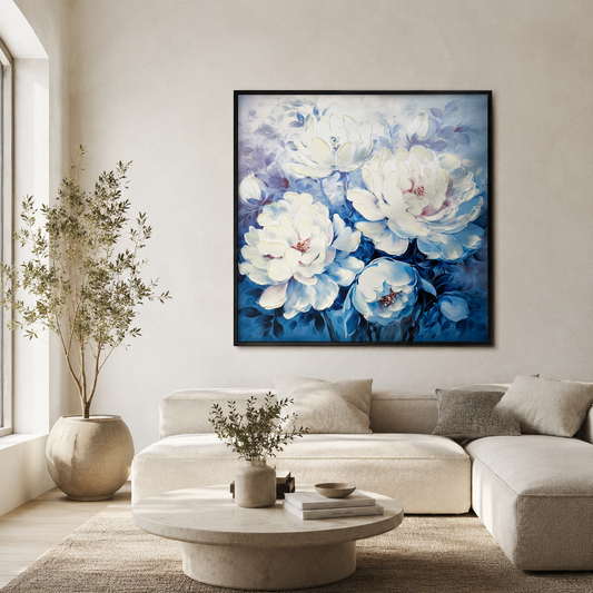 Blue and White Peony