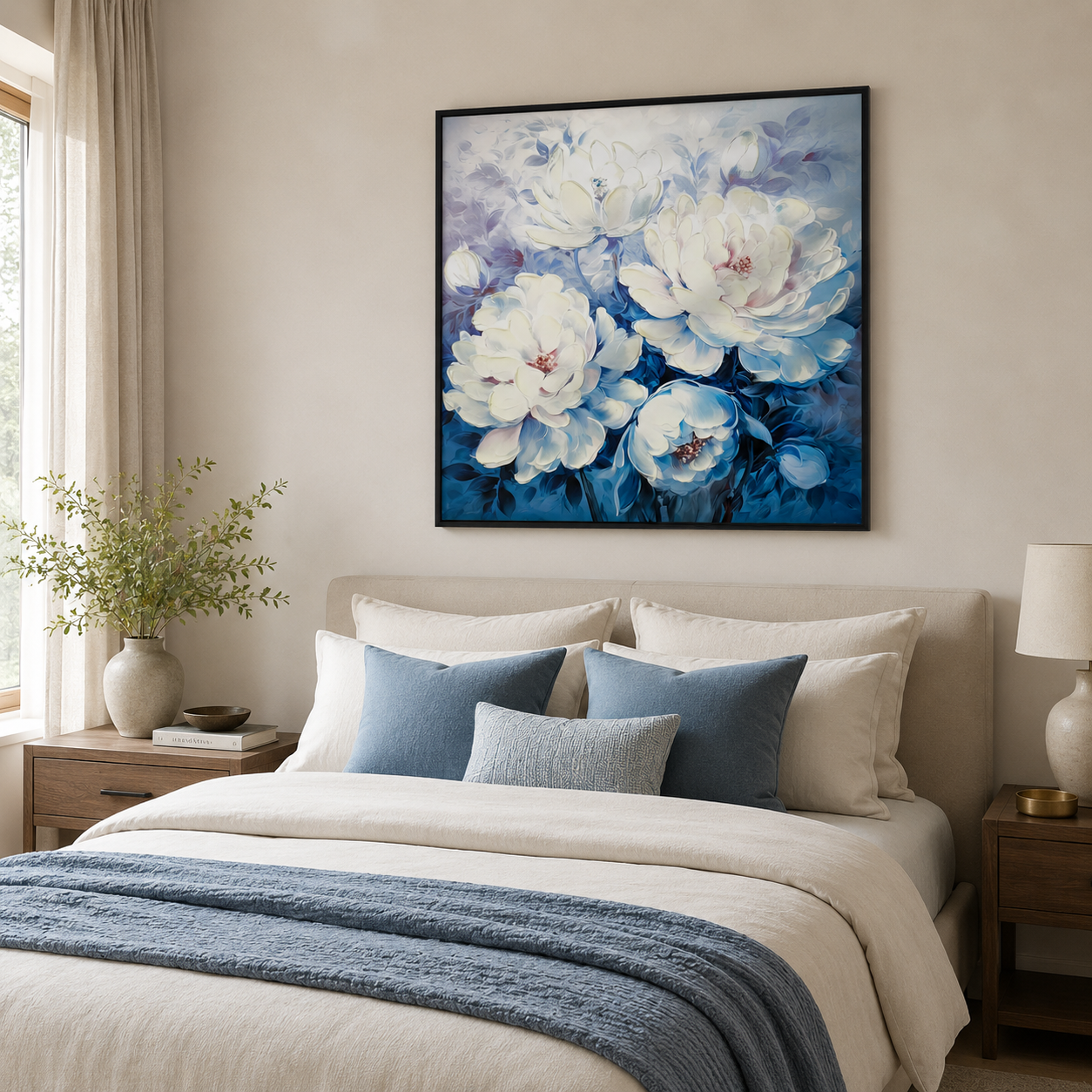 Blue and White Peony