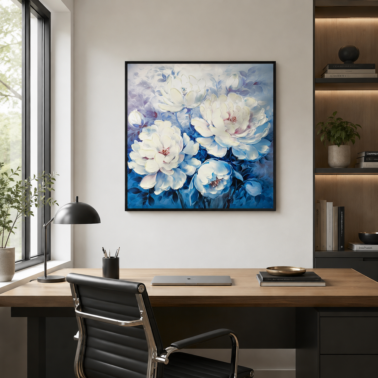 Blue and White Peony