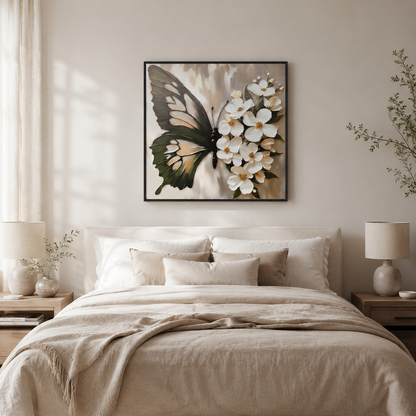 Butterfly with White Flowers
