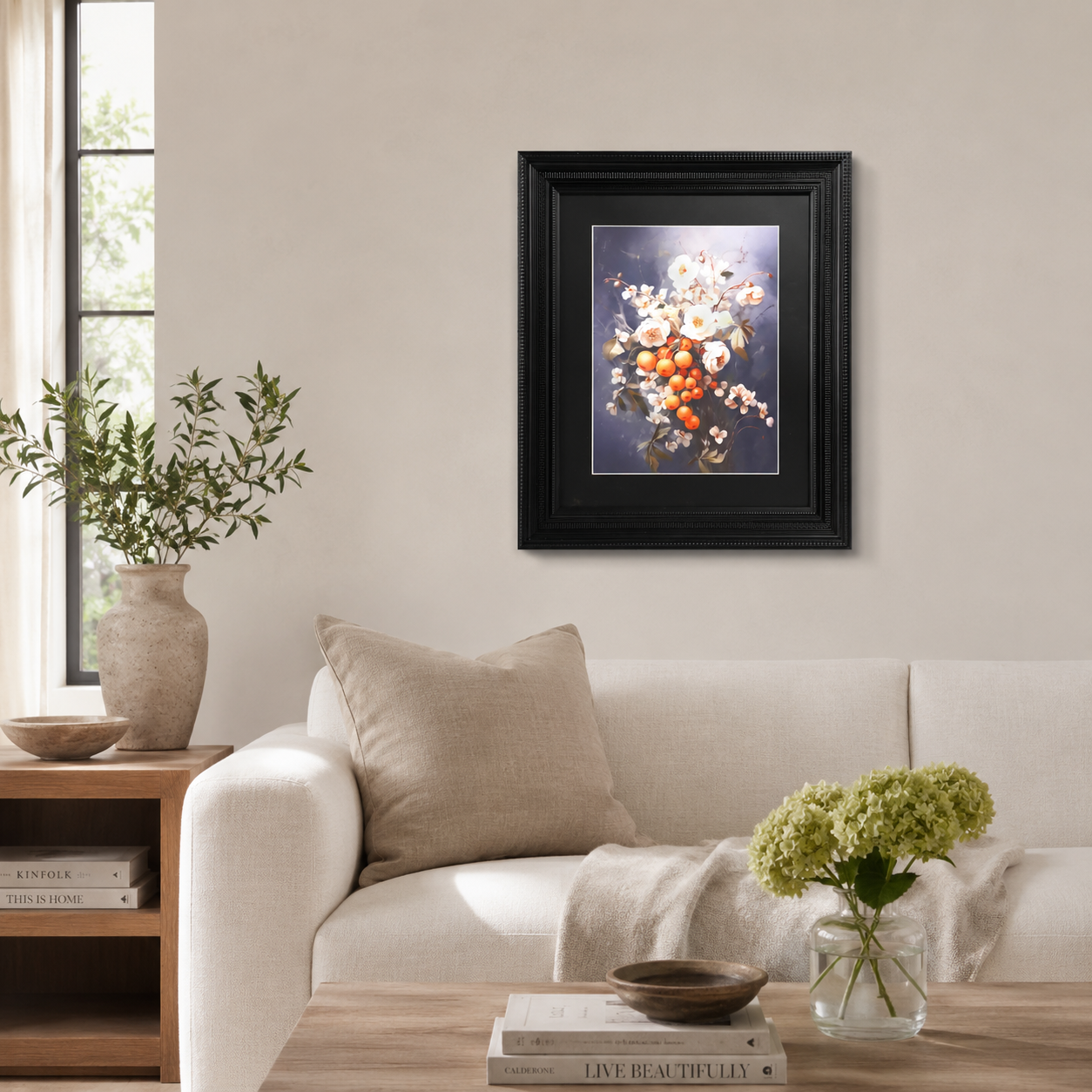 White Flowers & Orange Berries
