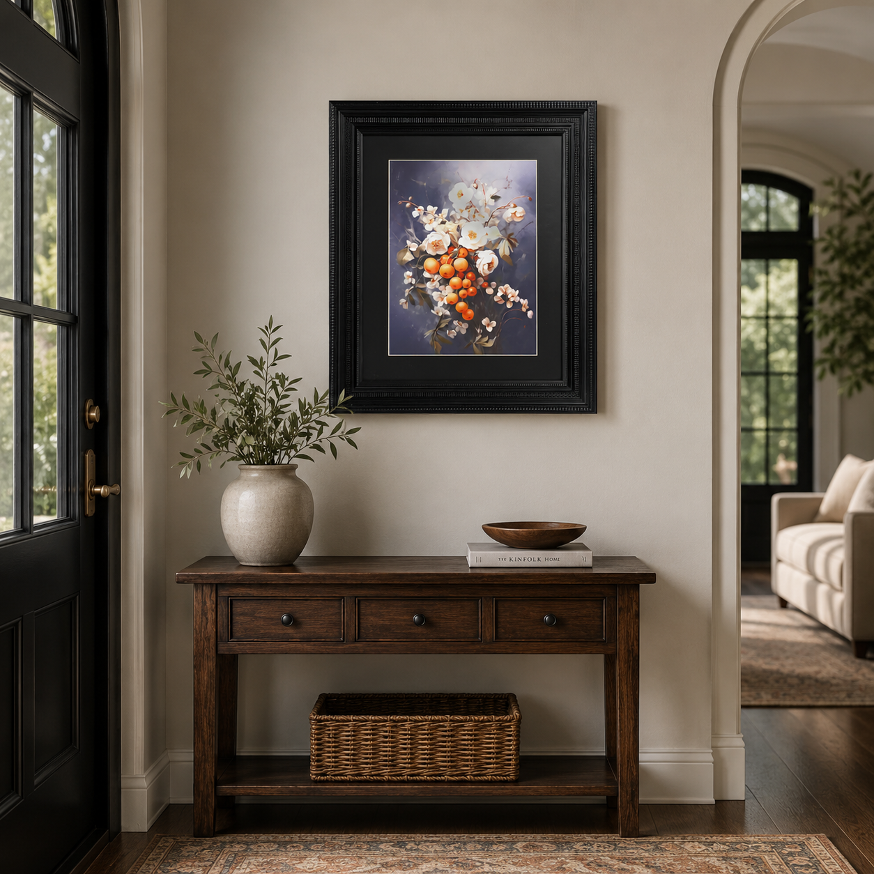 White Flowers & Orange Berries