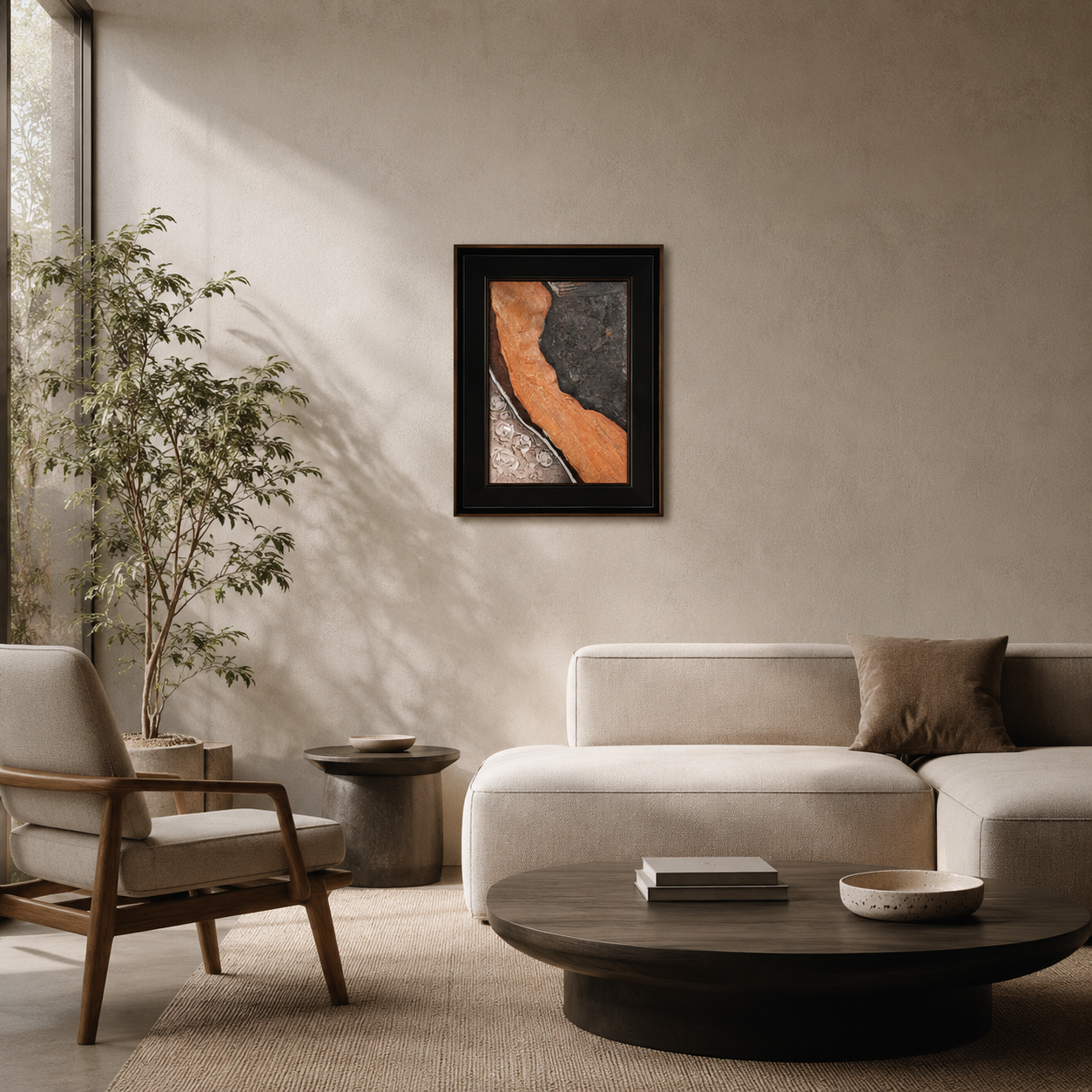Copper Orange Wave & Black Texture