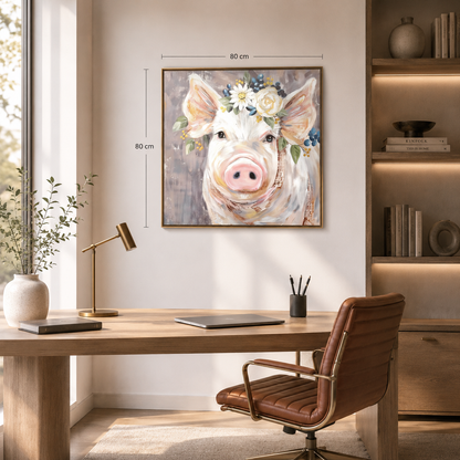 Cute Pig with Flower Crown