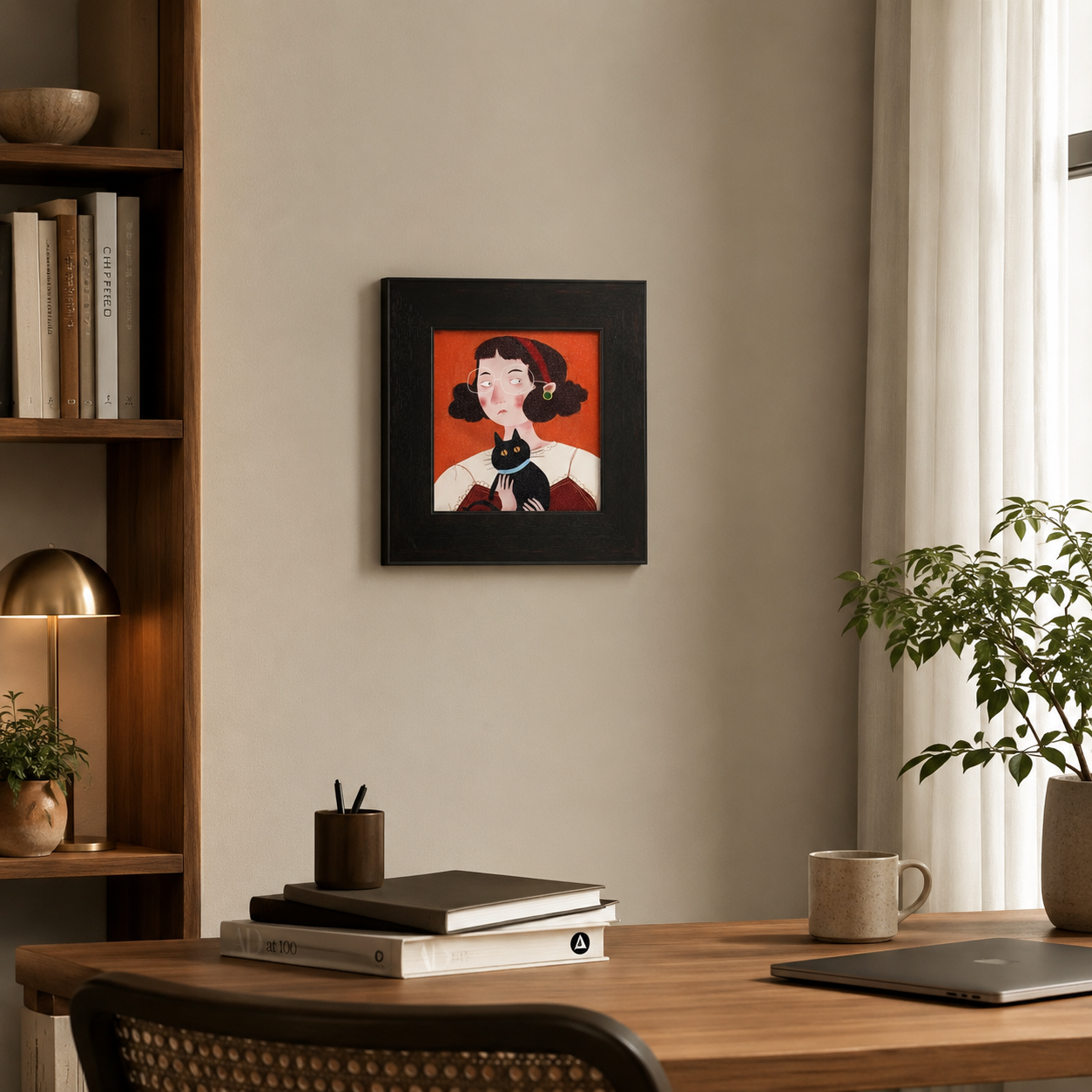 Girl with Black Cat
