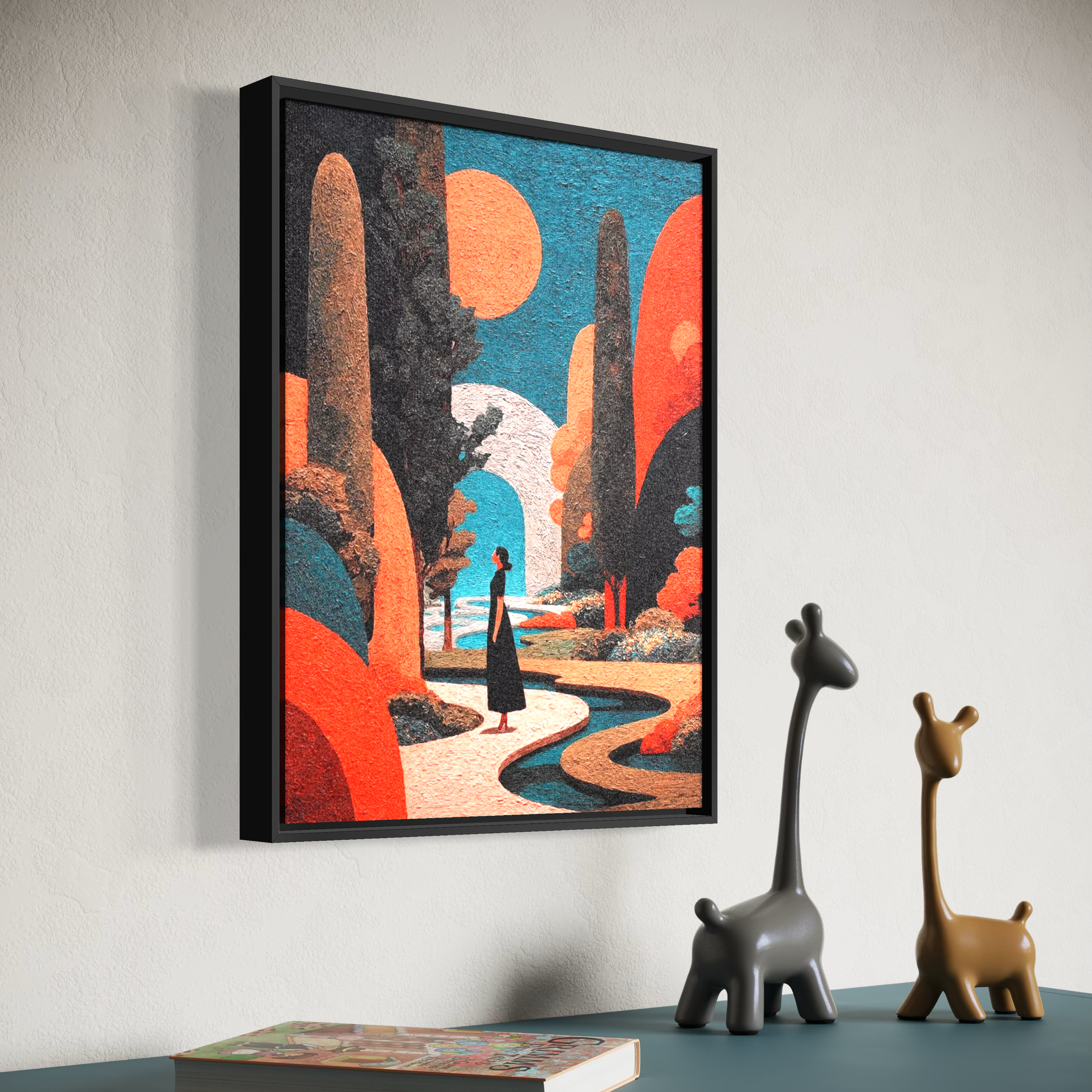 Modern Abstract Crashing Wave Wall Art | Semi-Hand-Painted Canvas 30x40cm Aluminum Frame