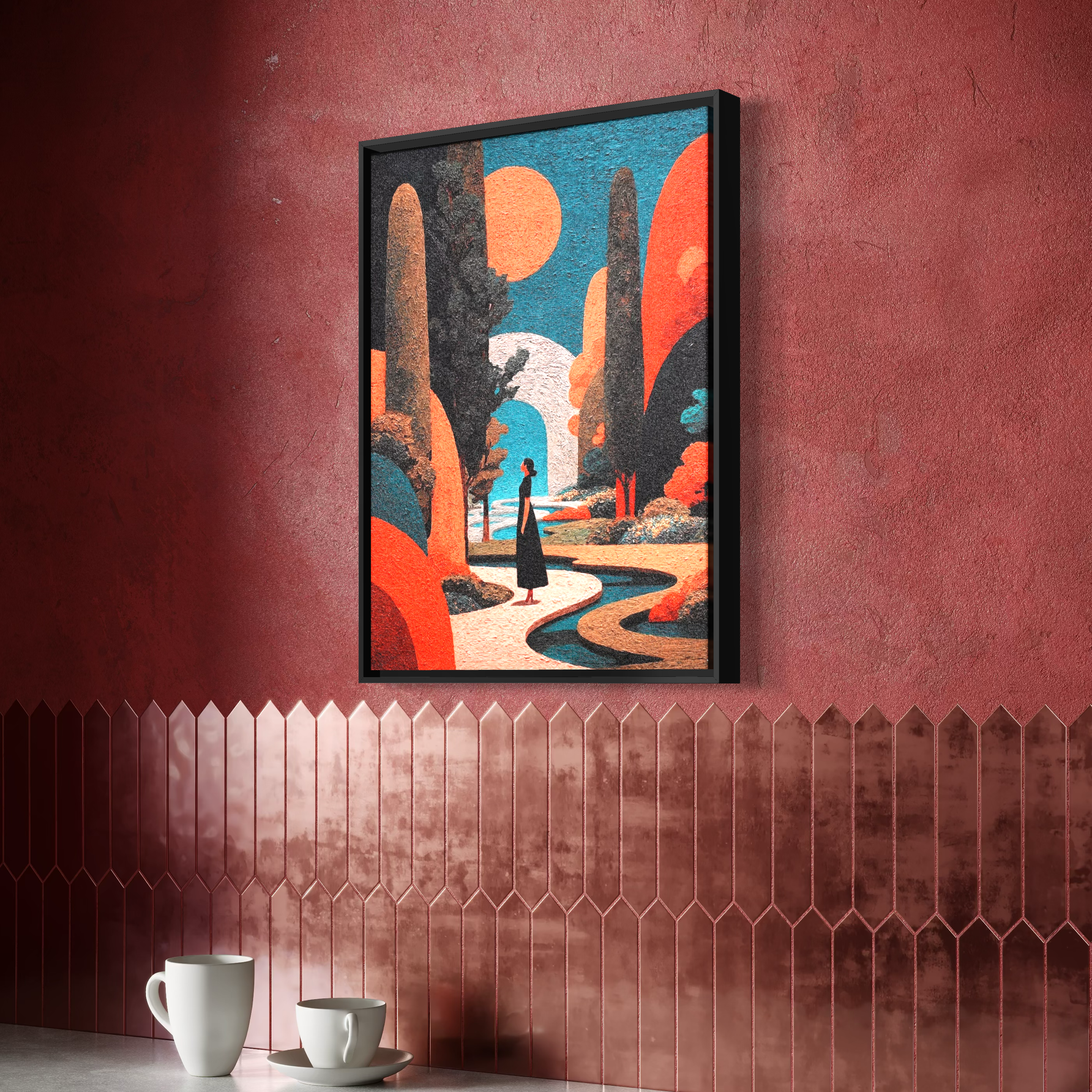 Modern Abstract Crashing Wave Wall Art | Semi-Hand-Painted Canvas 30x40cm Aluminum Frame