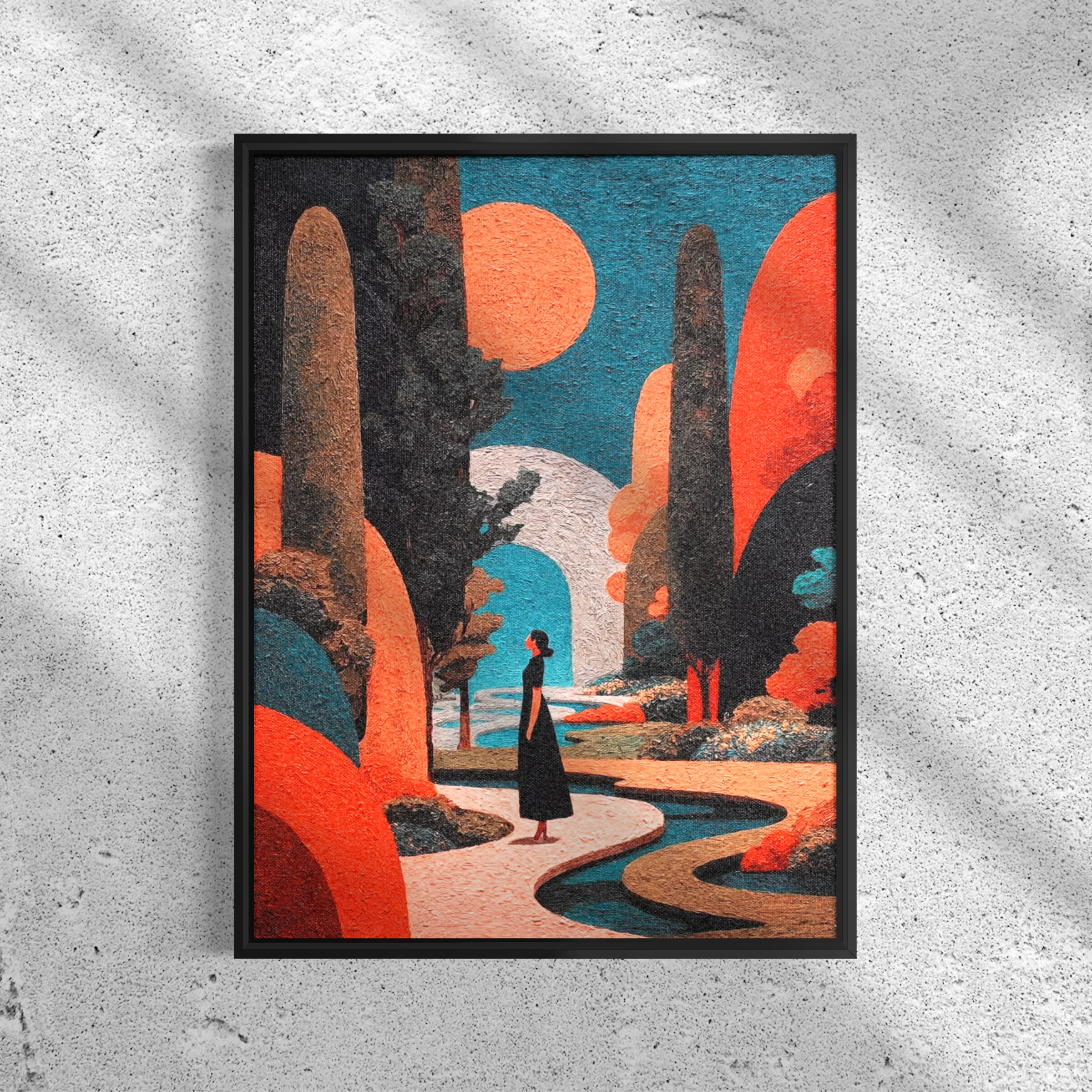 Modern Abstract Crashing Wave Wall Art | Semi-Hand-Painted Canvas 30x40cm Aluminum Frame