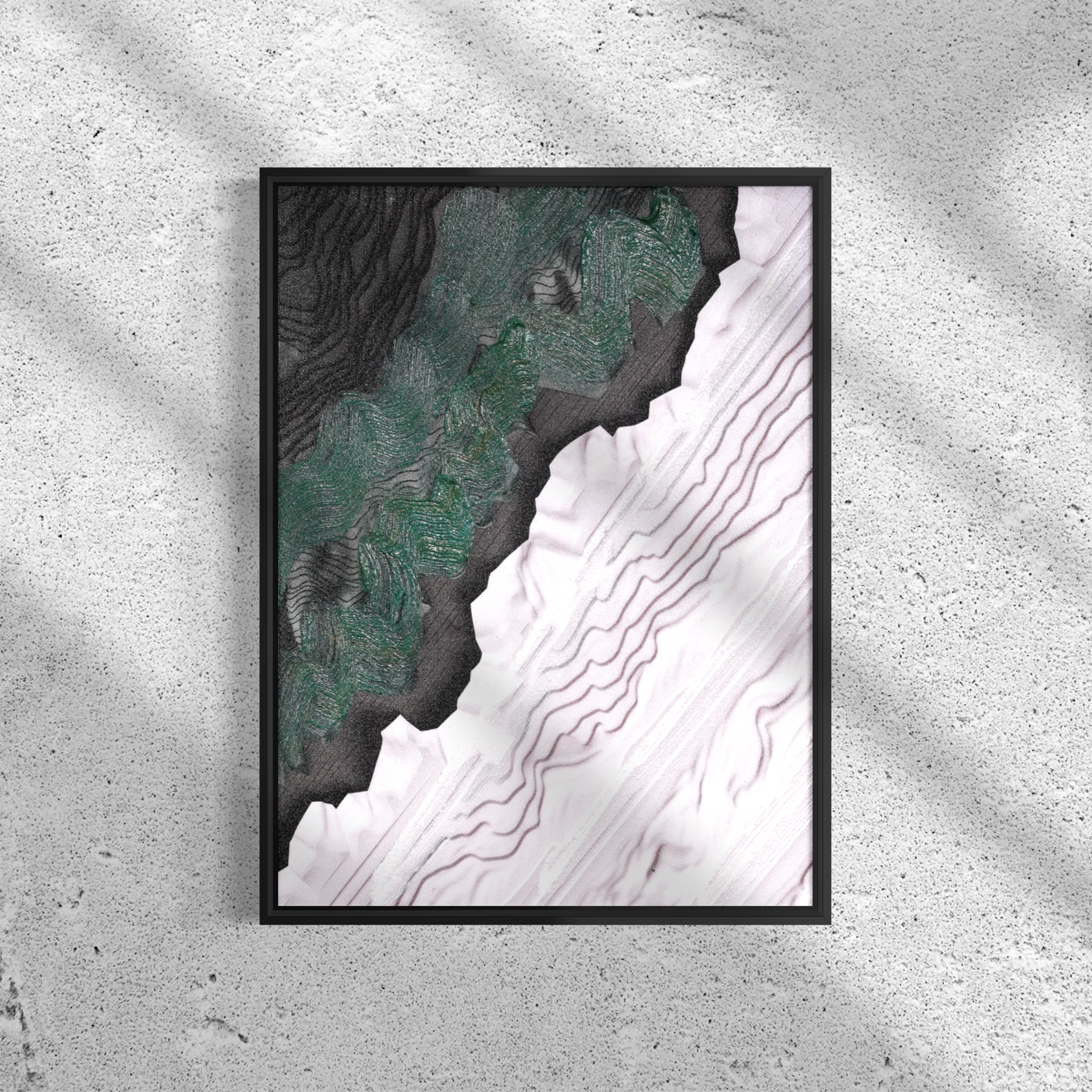 Modern Topographical Abstract Wall Art | Semi-Hand-Painted Canvas 30x40cm Aluminum Frame