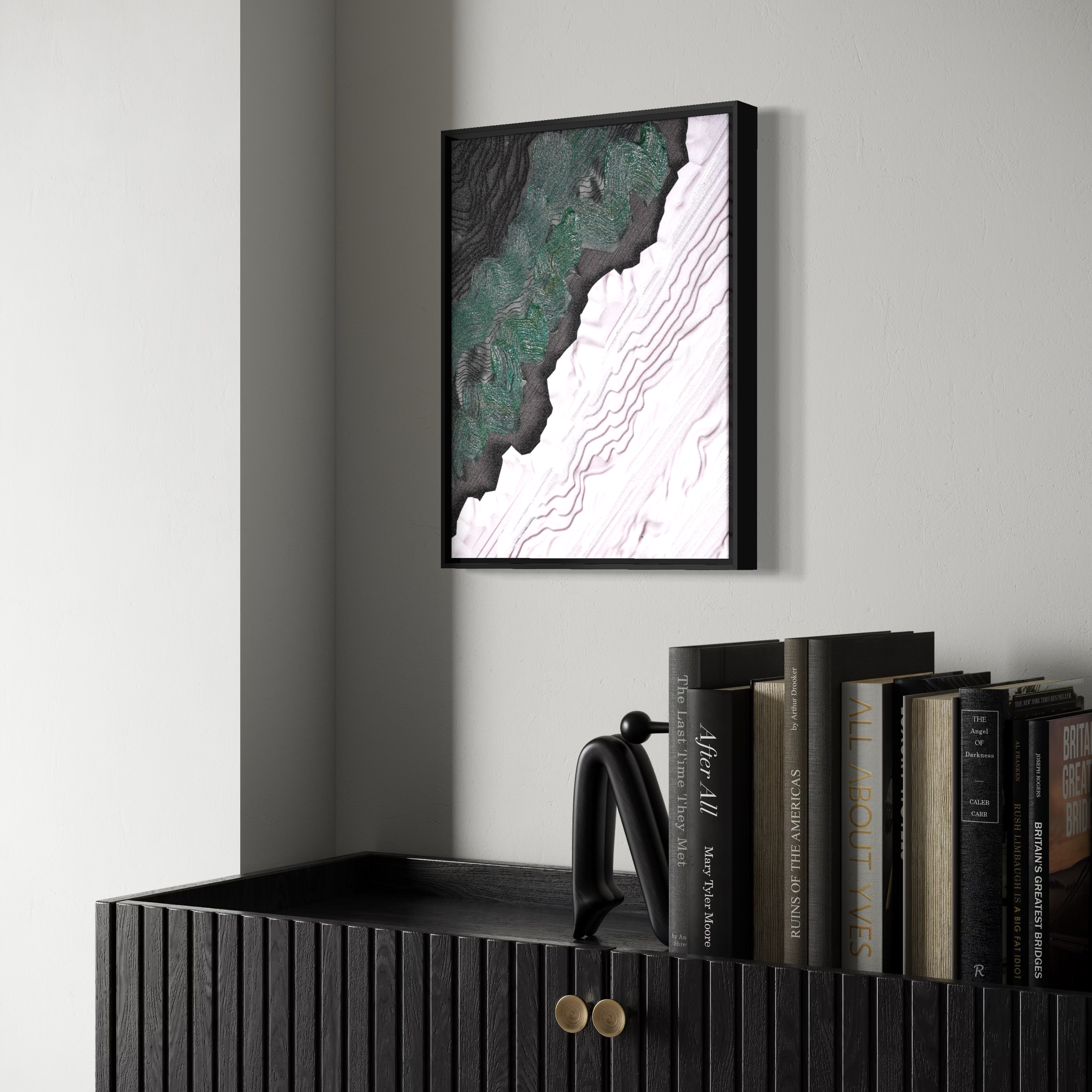 Modern Topographical Abstract Wall Art | Semi-Hand-Painted Canvas 30x40cm Aluminum Frame
