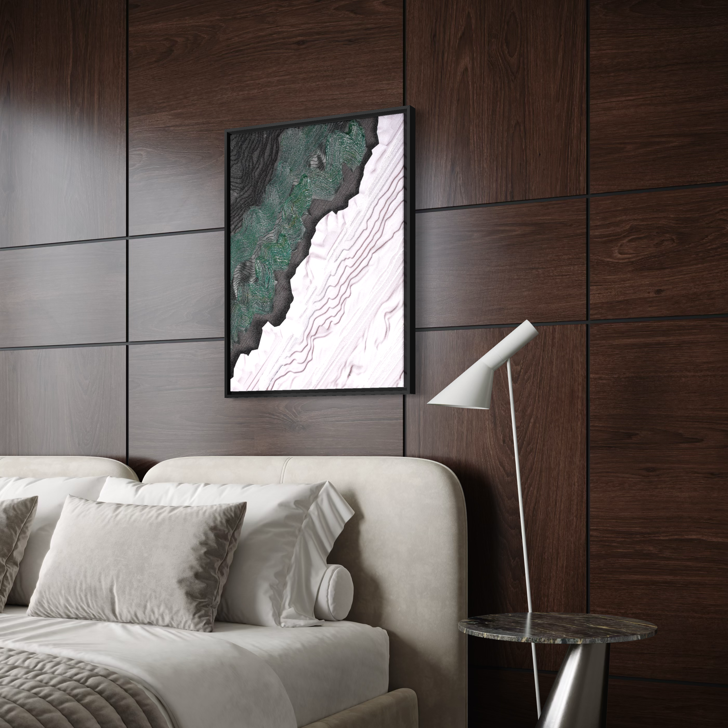 Modern Topographical Abstract Wall Art | Semi-Hand-Painted Canvas 30x40cm Aluminum Frame
