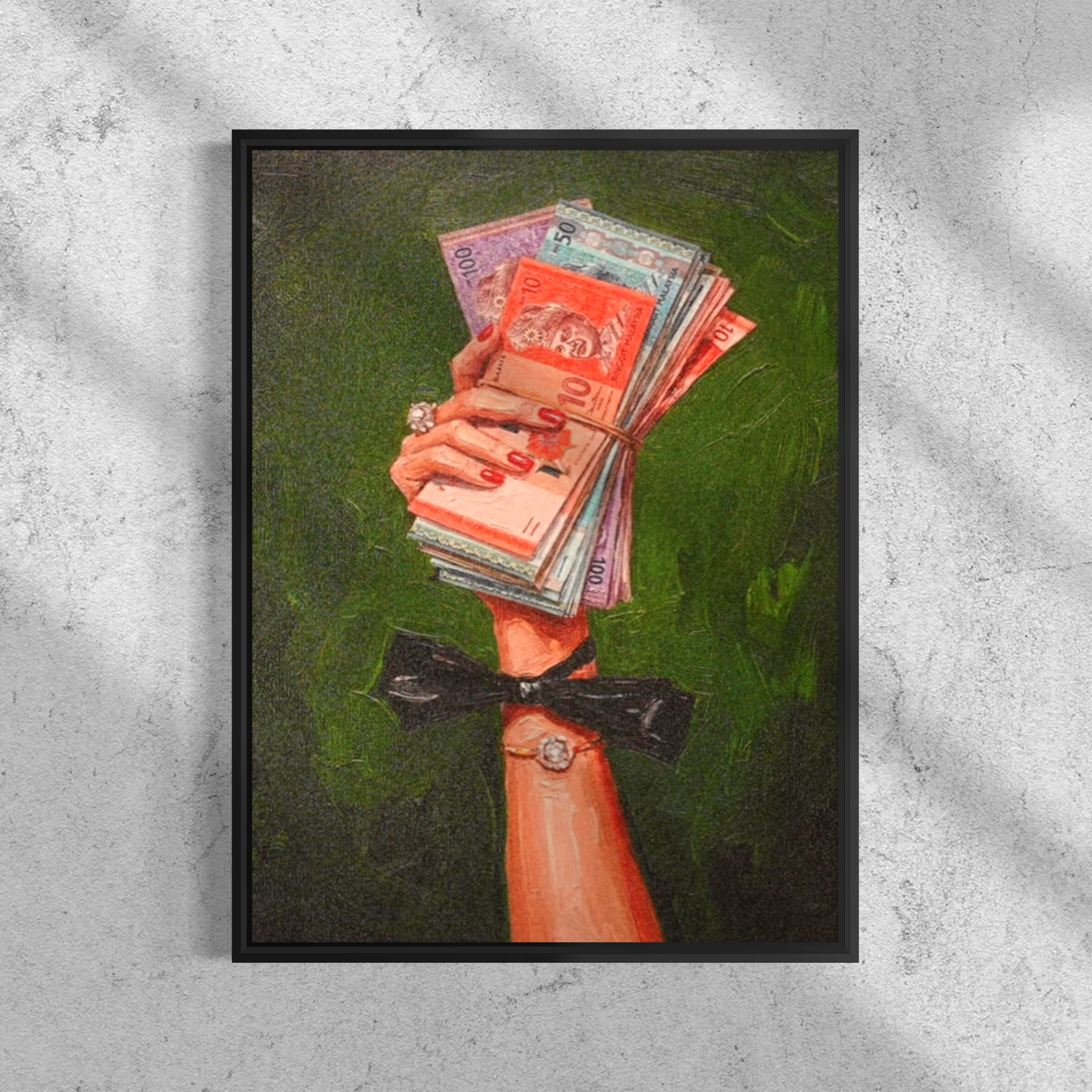 Pop Art Money Hand Impasto Canvas Painting