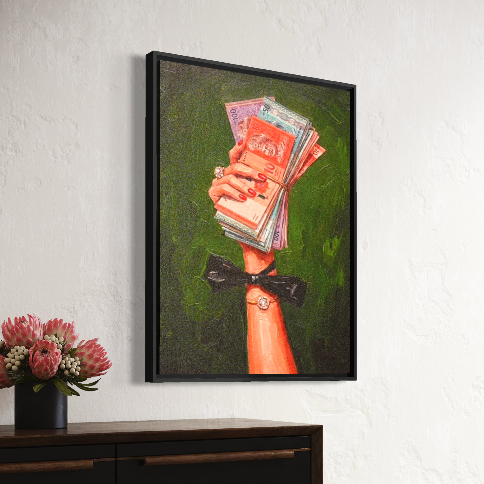 Pop Art Money Hand Impasto Canvas Painting