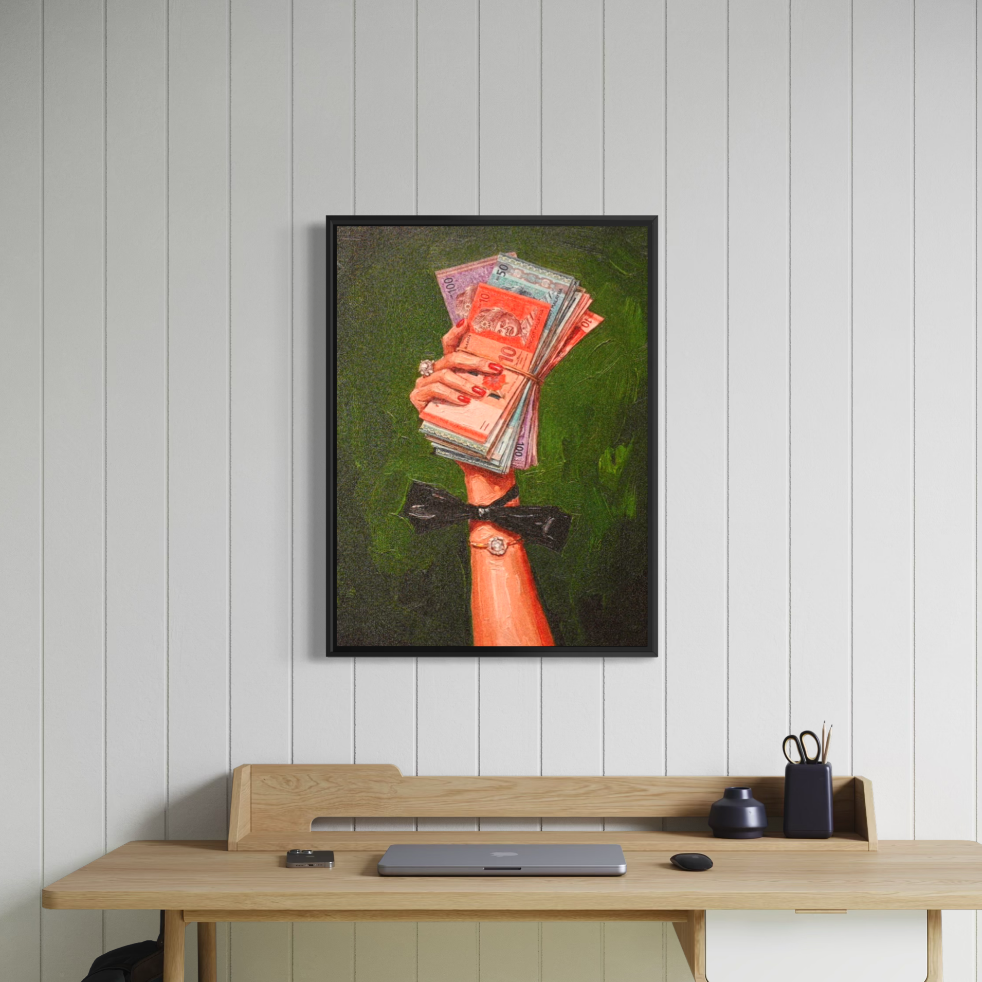 Pop Art Money Hand Impasto Canvas Painting