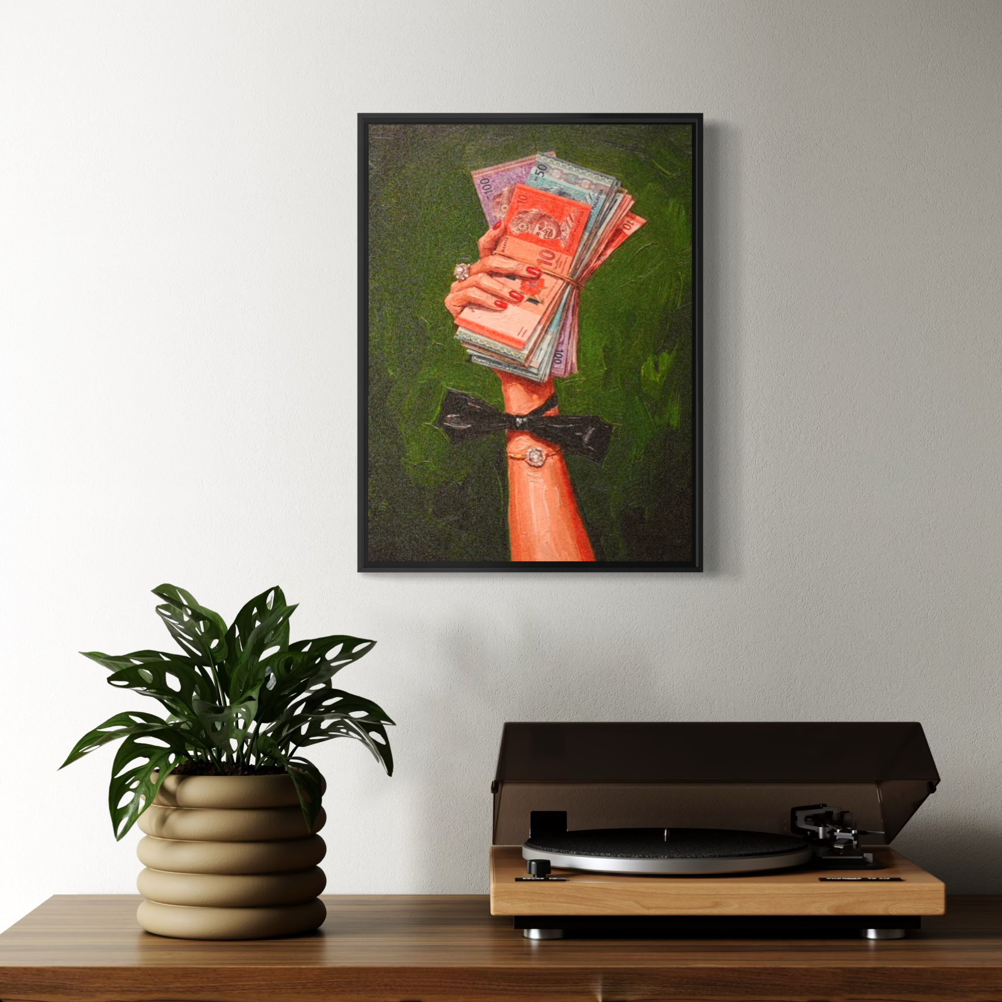 Pop Art Money Hand Impasto Canvas Painting