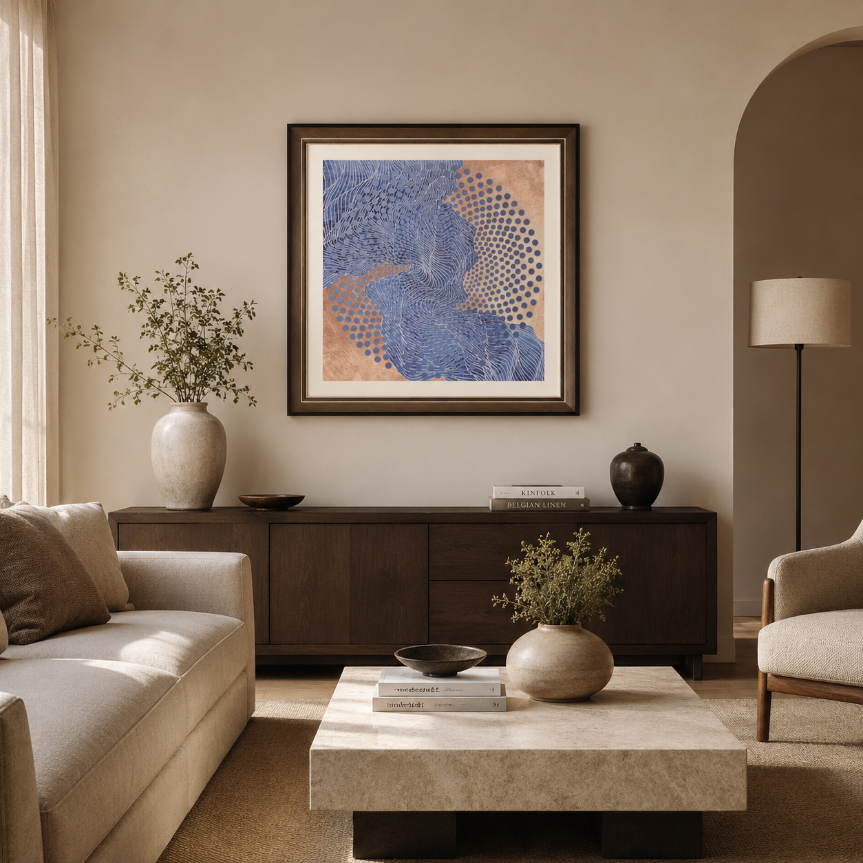 Indigo Tide Geometric Wave