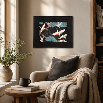 Japanese Cranes & Pine Trees