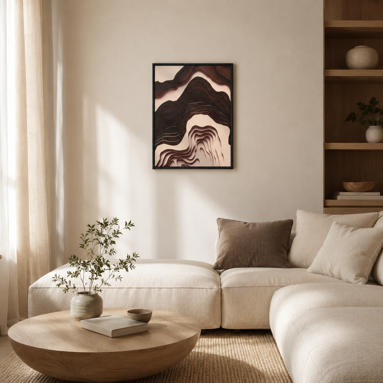 Minimalist Earth Tone Contour Line