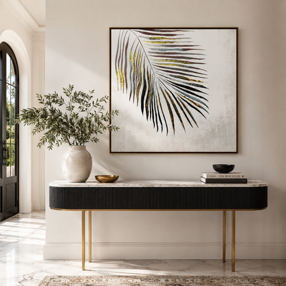 Minimalist Gold & Black Palm Leaf