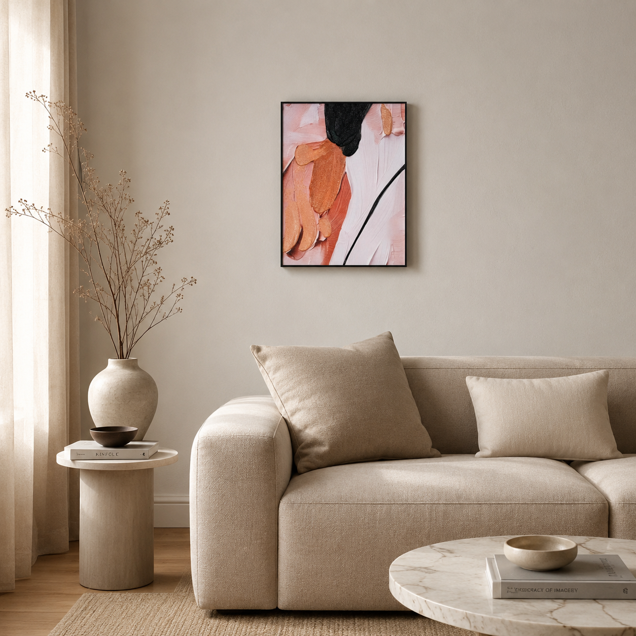 Modern Blush Pink and Black Abstract