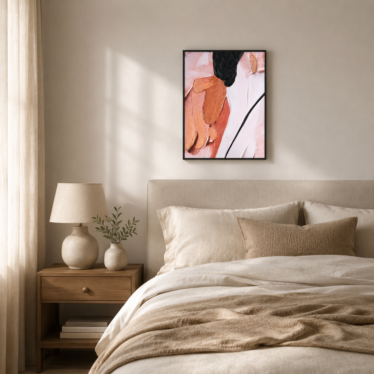 Modern Blush Pink and Black Abstract