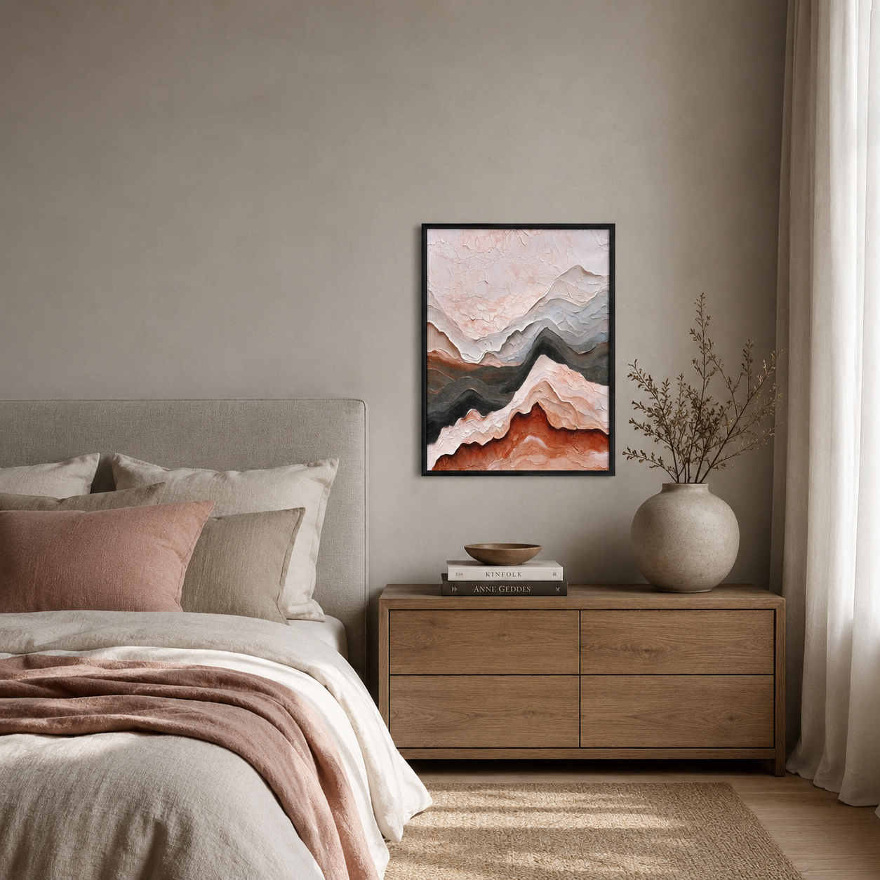Modern Earth Tone Abstract Mountain