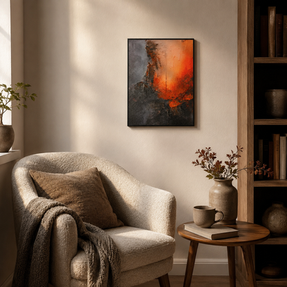 Modern Glowing Embers Impasto