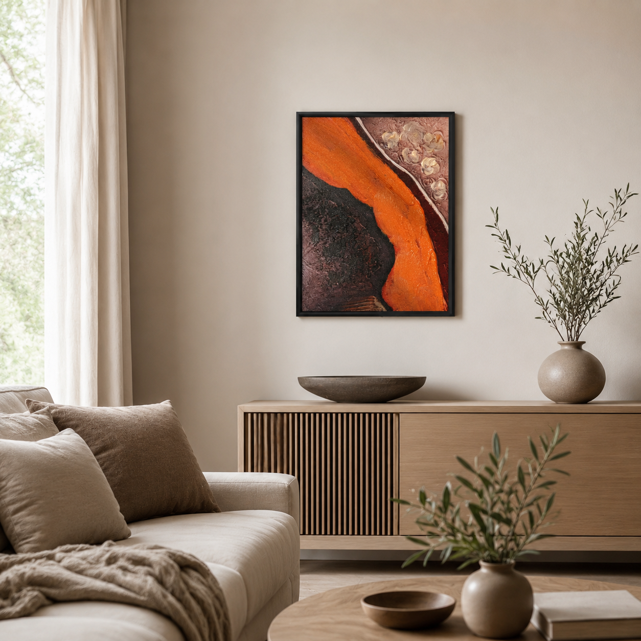 Modern Metallic Impasto Orange