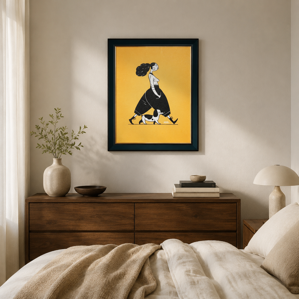 Modern Woman Walking Dog