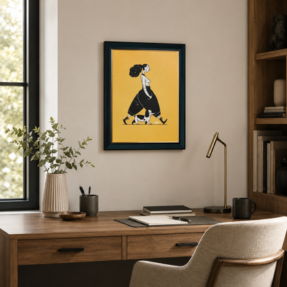 Modern Woman Walking Dog