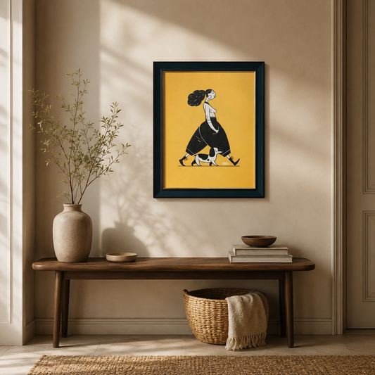 Modern Woman Walking Dog