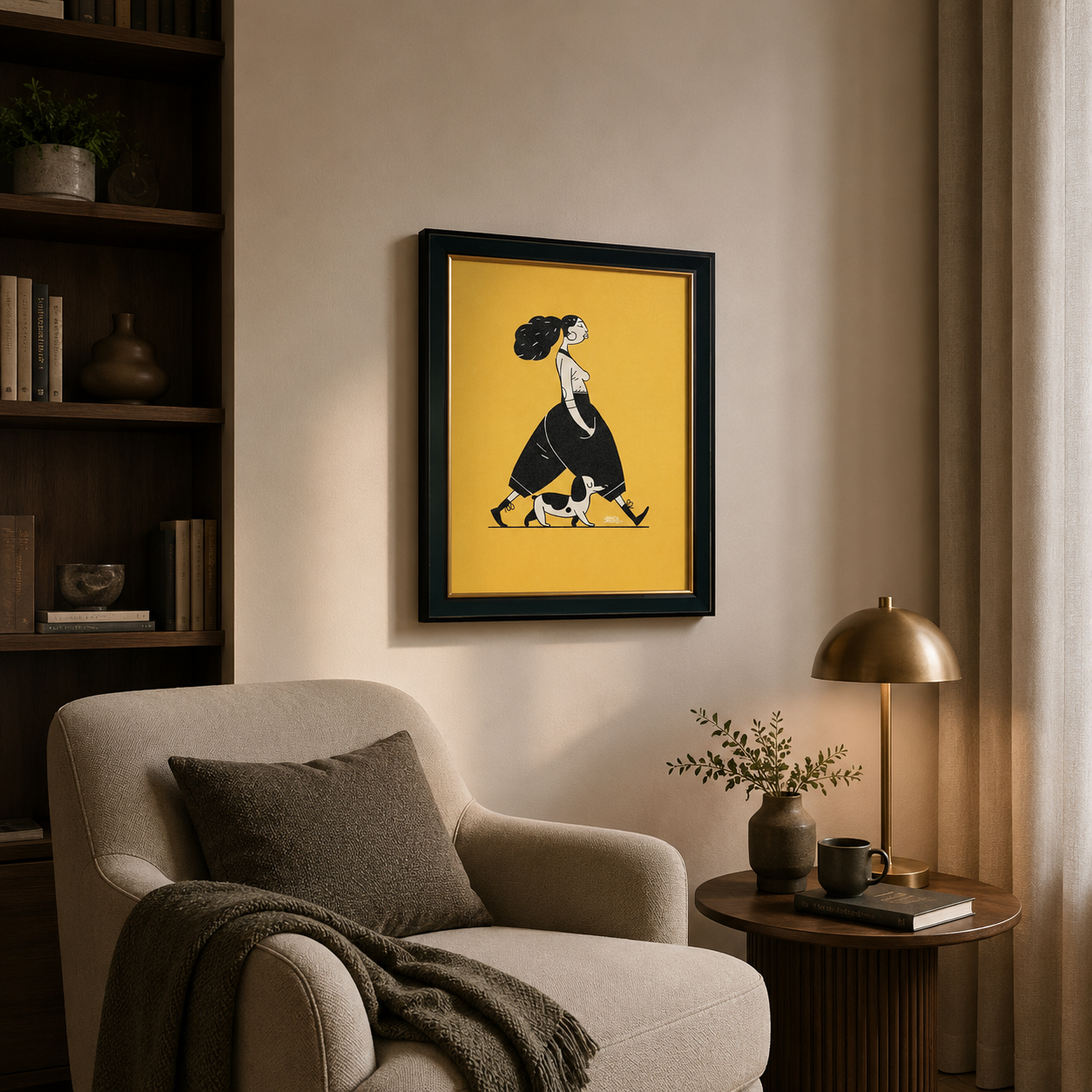 Modern Woman Walking Dog