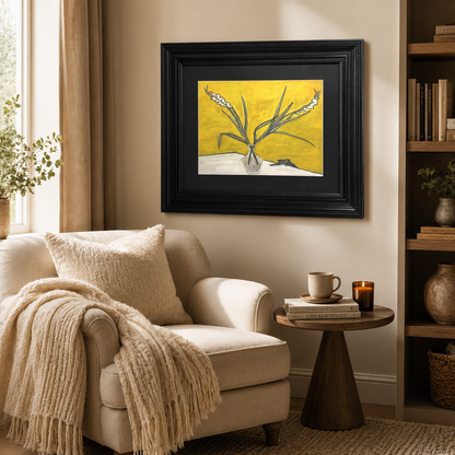 Modern Yellow Floral with Cat