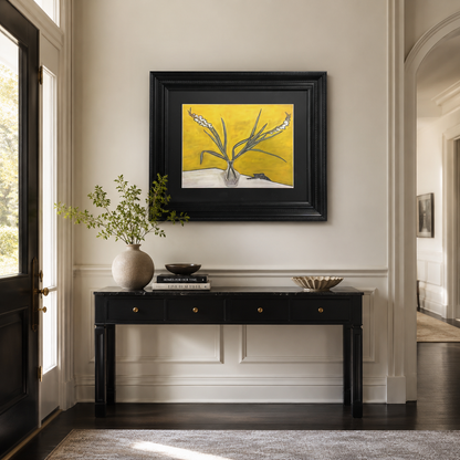 Modern Yellow Floral with Cat