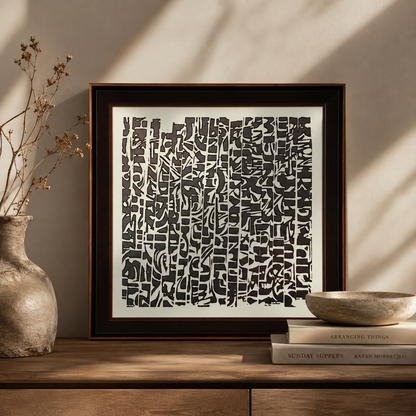Nomad Cipher Monochrome Tribal Abstract
