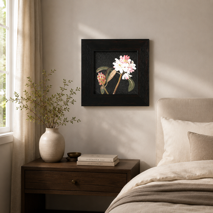 Pink & White Flower on Black