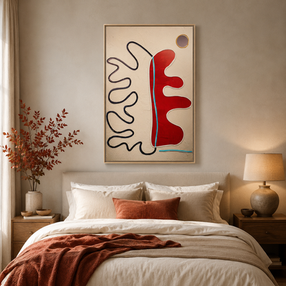 Red Organic Shapes & Black Lines