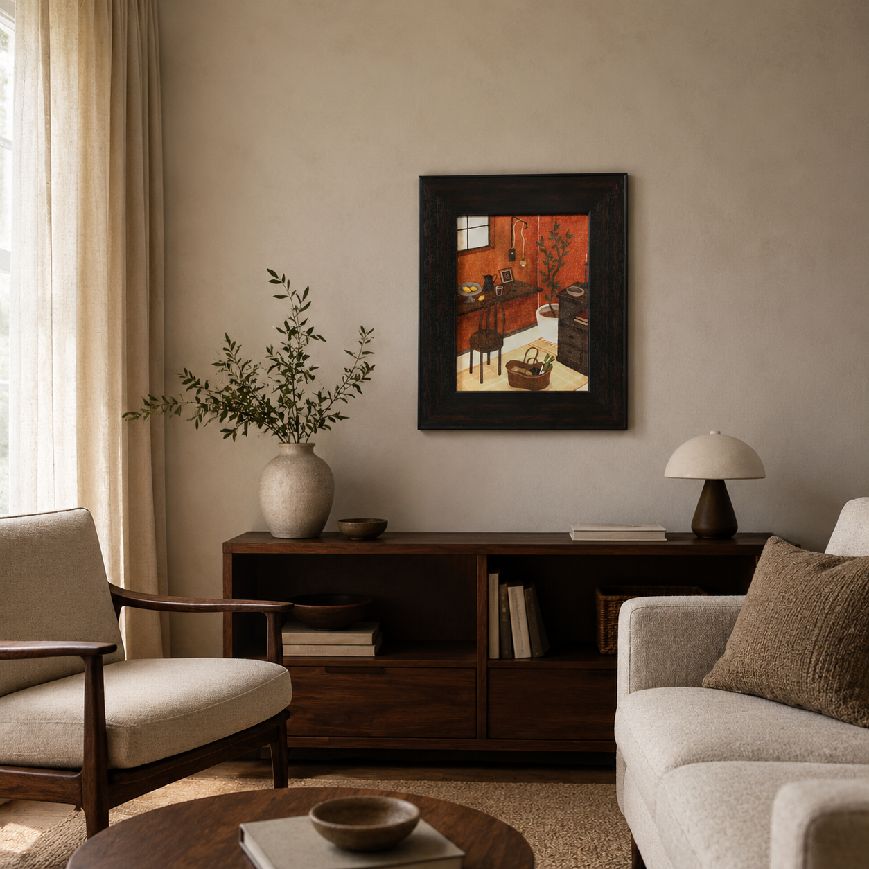 Rustic Orange Room & Desk Illustration