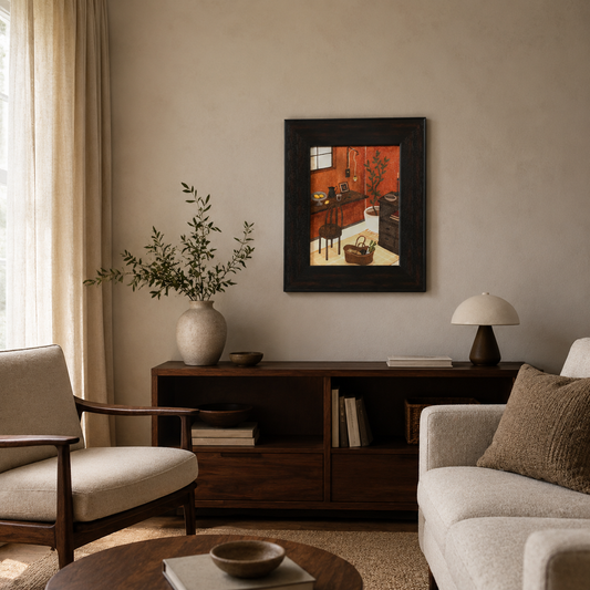Rustic Orange Room & Desk Illustration