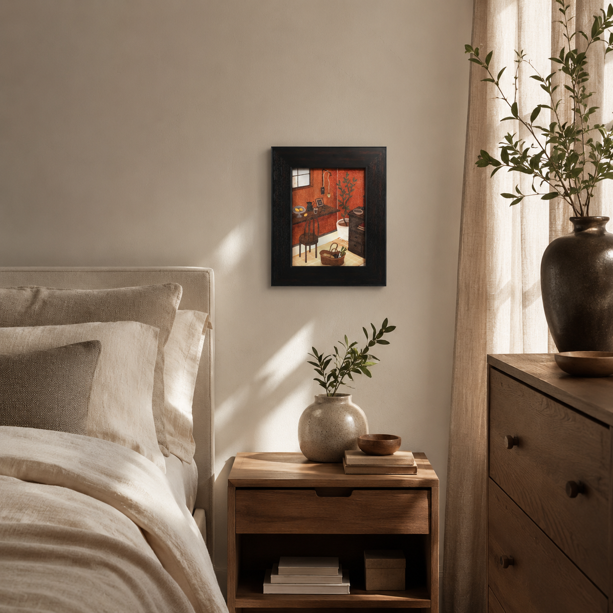 Rustic Orange Room & Desk Illustration